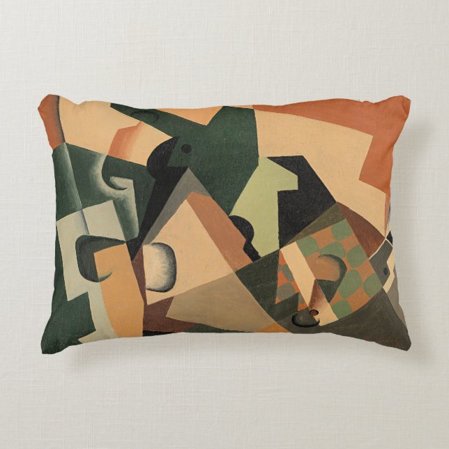 Juan Gris, Glass and Checkerboard, Decorative Cushion (Front)