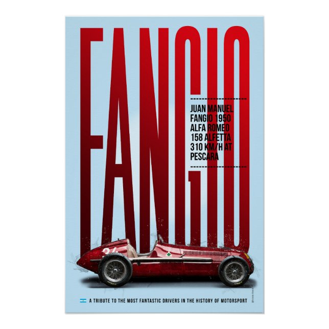 Juan Manuel Fangio Tribute Alfa 158 Poster (Front)