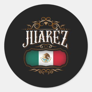 JuãRez Chihuahua Con Bandera De Mã©Xico Classic Round Sticker