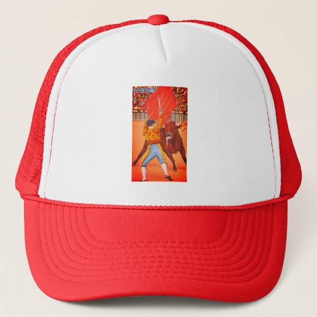 Juarez, MX Matador's Cape with Charging Bull Trucker Hat (Front)