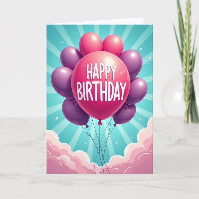 Jubilant Balloons Birthday Card (Front)