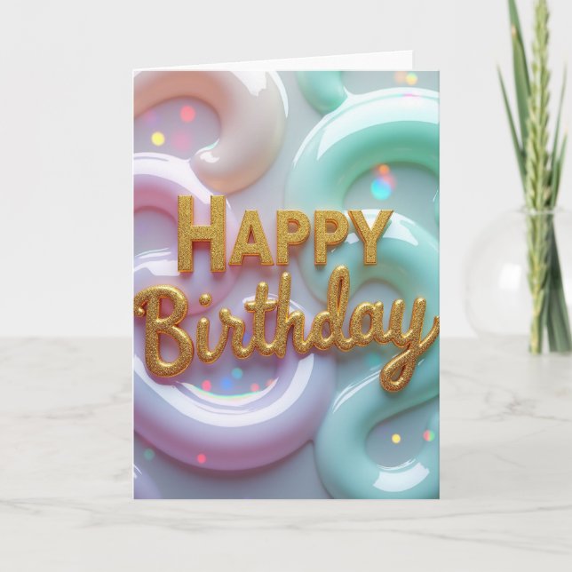 Jubilant Glitter Birthday Card (Front)