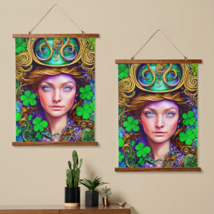 Jubilant Scarlet Woman St. Patrick's Day Artwork Hanging Tapestry