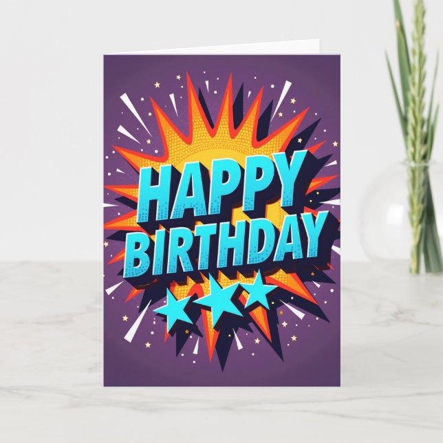 Jubilant Starburst Birthday Card (Front)