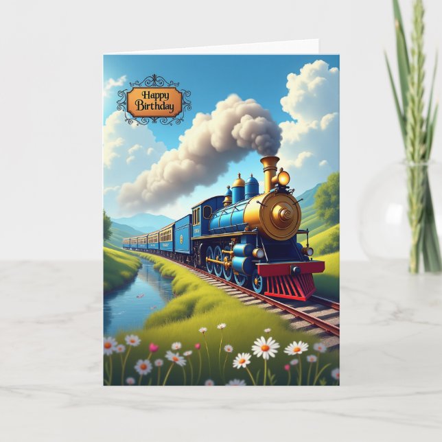 Jubilant Train Birthday Card (Front)