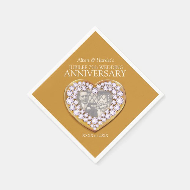Jubilee 75th wedding anniversary photo napkin (Corner)