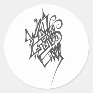 Jubilee Black White Abstract Tribal Tattoo Art Classic Round Sticker