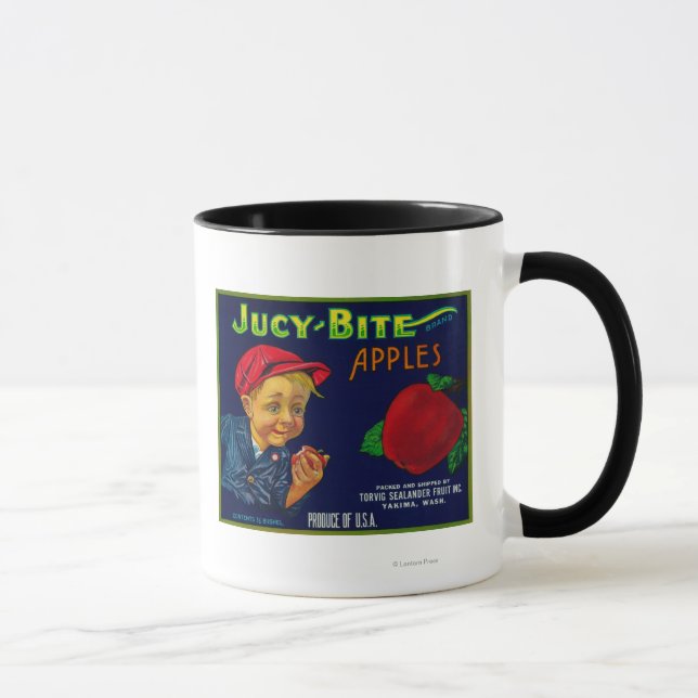 Jucy Bite Apple Crate LabelYakima, WA Mug (Right)