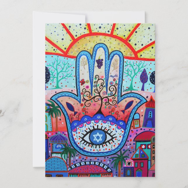 JUDAIC HAMSA BAT BAR MITZVAH INVITATION (Front)