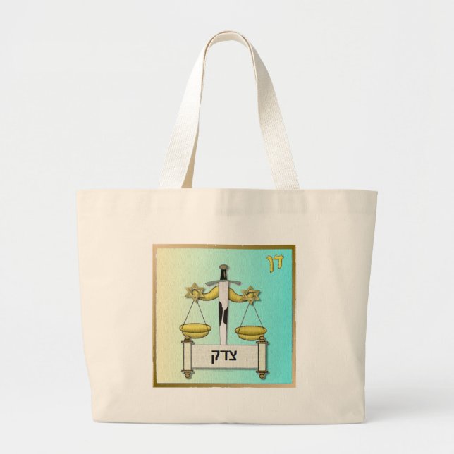 Judaica 12 Tribes Israel Dan Art Large Tote Bag (Front)