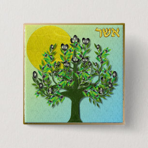 Judaica 12 Tribes Of Israel Asher 15 Cm Square Badge
