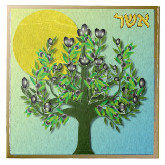Judaica 12 Tribes Of Israel Asher Art Print Tile