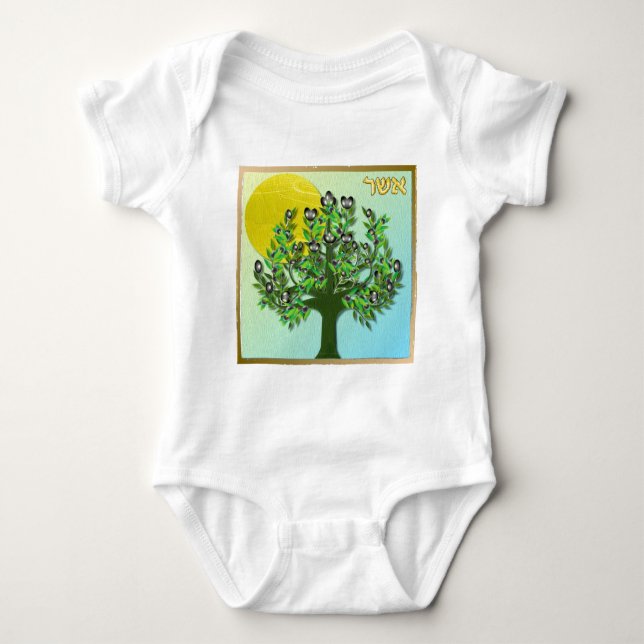 Judaica 12 Tribes Of Israel Asher Baby Bodysuit (Front)