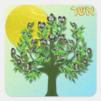 Judaica 12 Tribes Of Israel Asher Square Sticker