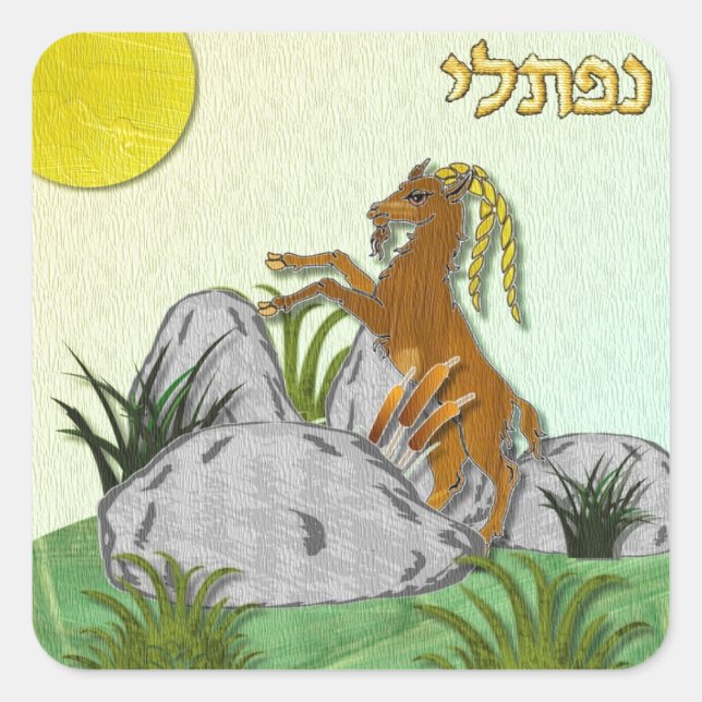Judaica 12 Tribes Of Israel Naphtali Square Sticker (Front)