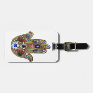 Judaica Hamsa Hearts Flowers Opal Art Print Luggage Tag