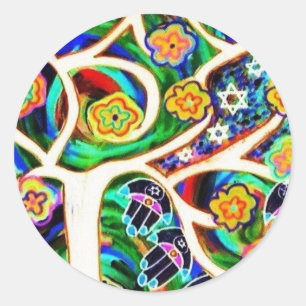 Judaica Hamsa Ivory Tree Of Life Classic Round Sticker