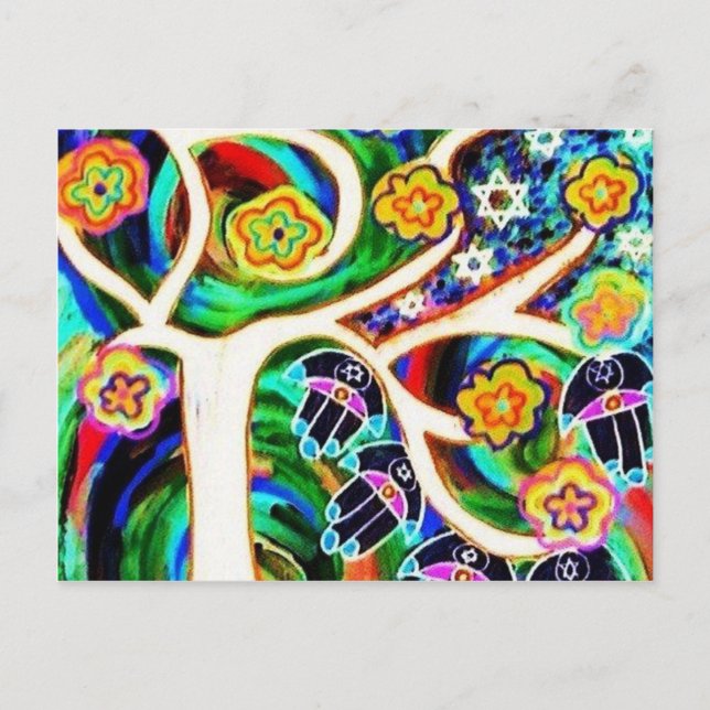 Judaica Hamsa Ivory Tree Of Life Postcard (Front)