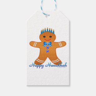 Judaica Hanukkah Gingerbread Man Menorah Gift Tags
