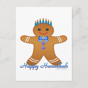 Judaica Hanukkah Gingerbread Man Menorah Holiday Postcard