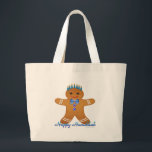 Judaica Hanukkah Gingerbread Man Menorah Large Tote Bag<br><div class="desc">You are viewing The Lee Hiller Designs Collection of Home and Office Decor,  Apparel,  Gifts and Collectibles. The Designs include Lee Hiller Photography and Mixed Media Digital Art Collection. You can view her Nature photography at http://HikeOurPlanet.com/ and follow her hiking blog within Hot Springs National Park.</div>