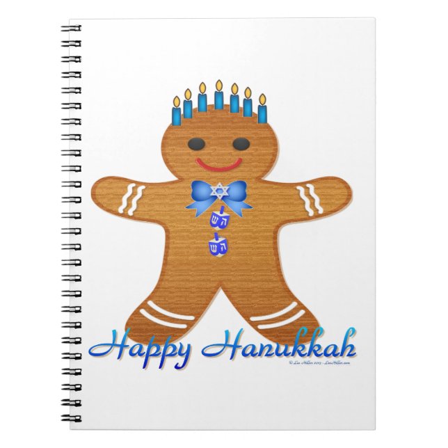 Judaica Hanukkah Gingerbread Man Menorah Notebook (Front)