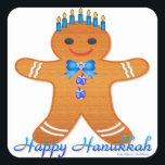 Judaica Hanukkah Gingerbread Man Menorah Square Sticker<br><div class="desc">You are viewing The Lee Hiller Photography Art and Designs Collection of Home and Office Decor,  Apparel,  Gifts and Collectibles. The Designs include Lee Hiller Photography and Mixed Media Digital Art Collection. You can view her Nature photography at http://HikeOurPlanet.com/ and follow her hiking blog within Hot Springs National Park.</div>