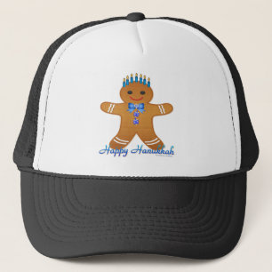Judaica Hanukkah Gingerbread Man Menorah Trucker Hat