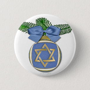 Judaica Hanukkah Star Of David Ornament Print 6 Cm Round Badge
