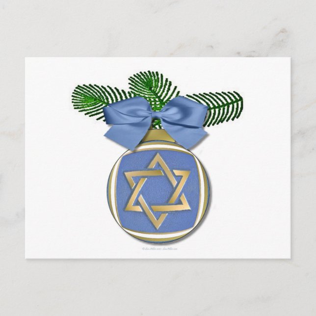 Judaica Hanukkah Star Of David Ornament Print Holiday Postcard (Front)