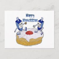 Judaica Happy Hanukkah Dancing Dreidels Doughnut