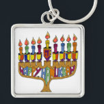 Judaica Happy Hanukkah Dreidel Menorah Key Ring<br><div class="desc">You are viewing The Lee Hiller Designs Collection of Home and Office Decor,  Apparel,  Gifts and Collectibles. The Designs include Lee Hiller Photography and Mixed Media Digital Art Collection. You can view her Nature photography at http://HikeOurPlanet.com/ and follow her hiking blog within Hot Springs National Park.</div>