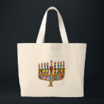 Judaica Happy Hanukkah Dreidel Menorah Large Tote Bag<br><div class="desc">You are viewing The Lee Hiller Designs Collection of Home and Office Decor,  Apparel,  Gifts and Collectibles. The Designs include Lee Hiller Photography and Mixed Media Digital Art Collection. You can view her Nature photography at http://HikeOurPlanet.com/ and follow her hiking blog within Hot Springs National Park.</div>
