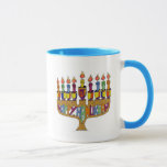 Judaica Happy Hanukkah Dreidel Menorah Mug<br><div class="desc">You are viewing The Lee Hiller Designs Collection of Home and Office Decor,  Apparel,  Gifts and Collectibles. The Designs include Lee Hiller Photography and Mixed Media Digital Art Collection. You can view her Nature photography at http://HikeOurPlanet.com/ and follow her hiking blog within Hot Springs National Park.</div>