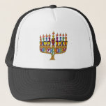 Judaica Happy Hanukkah Dreidel Menorah Trucker Hat<br><div class="desc">You are viewing The Lee Hiller Designs Collection of Home and Office Decor,  Apparel,  Gifts and Collectibles. The Designs include Lee Hiller Photography and Mixed Media Digital Art Collection. You can view her Nature photography at http://HikeOurPlanet.com/ and follow her hiking blog within Hot Springs National Park.</div>