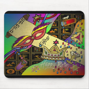Judaica Happy Purim Jewish Holiday Gifts Apparel Mouse Pad