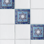 Judaica Jewish Star of David Ceramic Tile<br><div class="desc">Jewish Holidays Events Star of David Blue, Navy, and Gold Cocktail Ceramic Tile A designer ceramic tile featuring the Star of David in the centre with touches of gold. A border of rich filigree surrounds the Star of David. A perfect gift for Jewish homes and Jewish weddings! Bat Mitzvah, Bar...</div>
