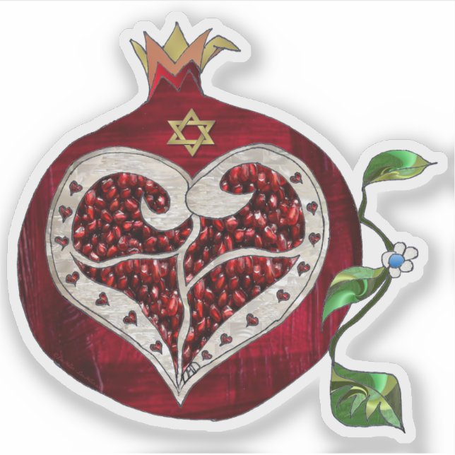Judaica Pomegranate Heart Hanukkah Rosh Hashanah (Front)