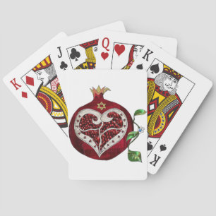 Judaica Pomegranate Heart Hanukkah Rosh Hashanah Playing Cards