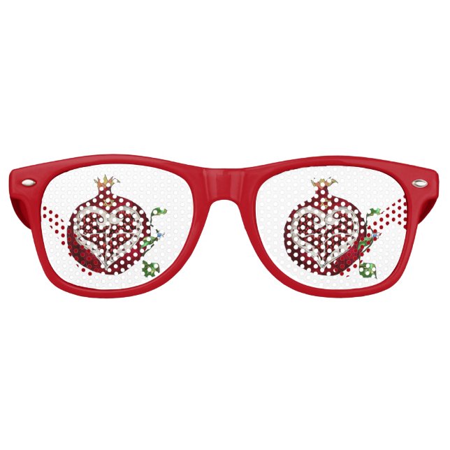 Judaica Pomegranate Heart Hanukkah Rosh Hashanah Retro Sunglasses (Front)