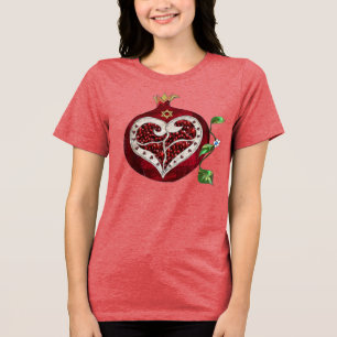 Judaica Pomegranate Heart Hanukkah Rosh Hashanah Tri-Blend Shirt