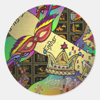 Judaica Purim Esther Celebration Art Print Classic Round Sticker