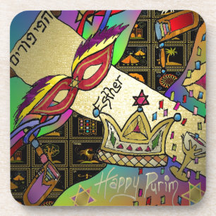 Judaica Purim Esther Celebration Art Print Coaster