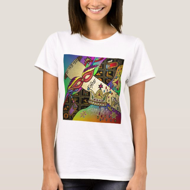 Judaica Purim Esther Celebration Art Print T-Shirt (Front)