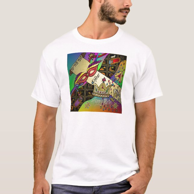 Judaica Purim Esther Celebration Art Print T-Shirt (Front)