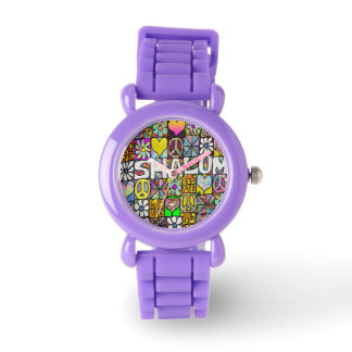 Judaica Retro 60s Psychedelic Shalom Watch