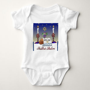 Judaica Shabbat Shalom Art Print Baby Bodysuit