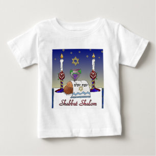 Judaica Shabbat Shalom Art Print Baby T-Shirt