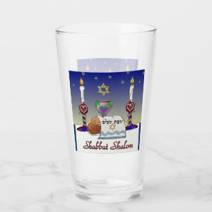 Judaica Shabbat Shalom Art Print Glass Cup