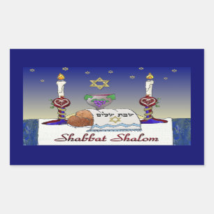 Judaica Shabbat Shalom Art Print Rectangular Sticker